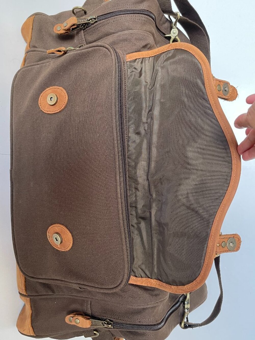 Cabela's Vintage Battenkill Canvas & Leather Large Duffel Bag Luggage Filson - Picture 7 of 13